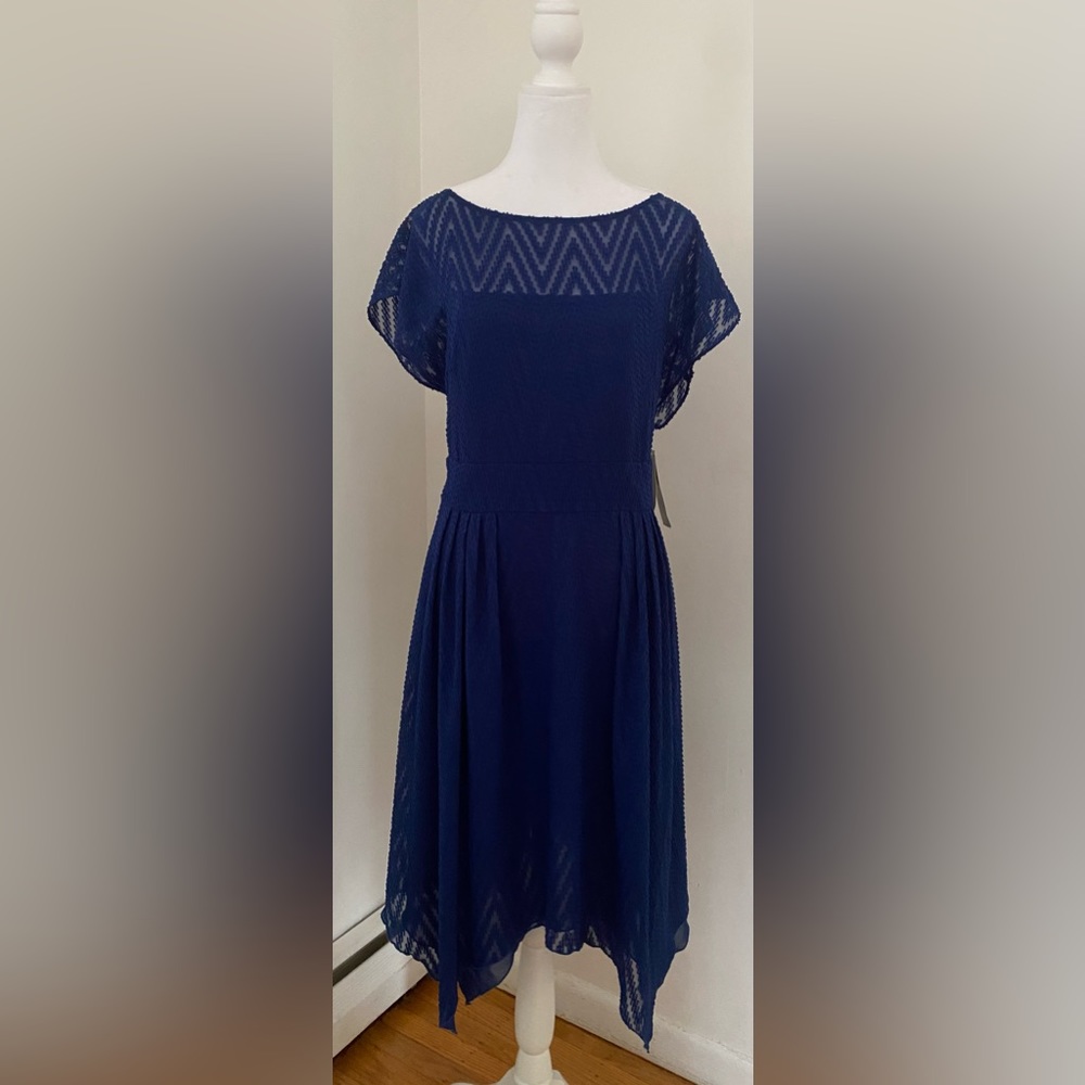 Adrianna Papell Uneven Hem Dress Navy Size 12